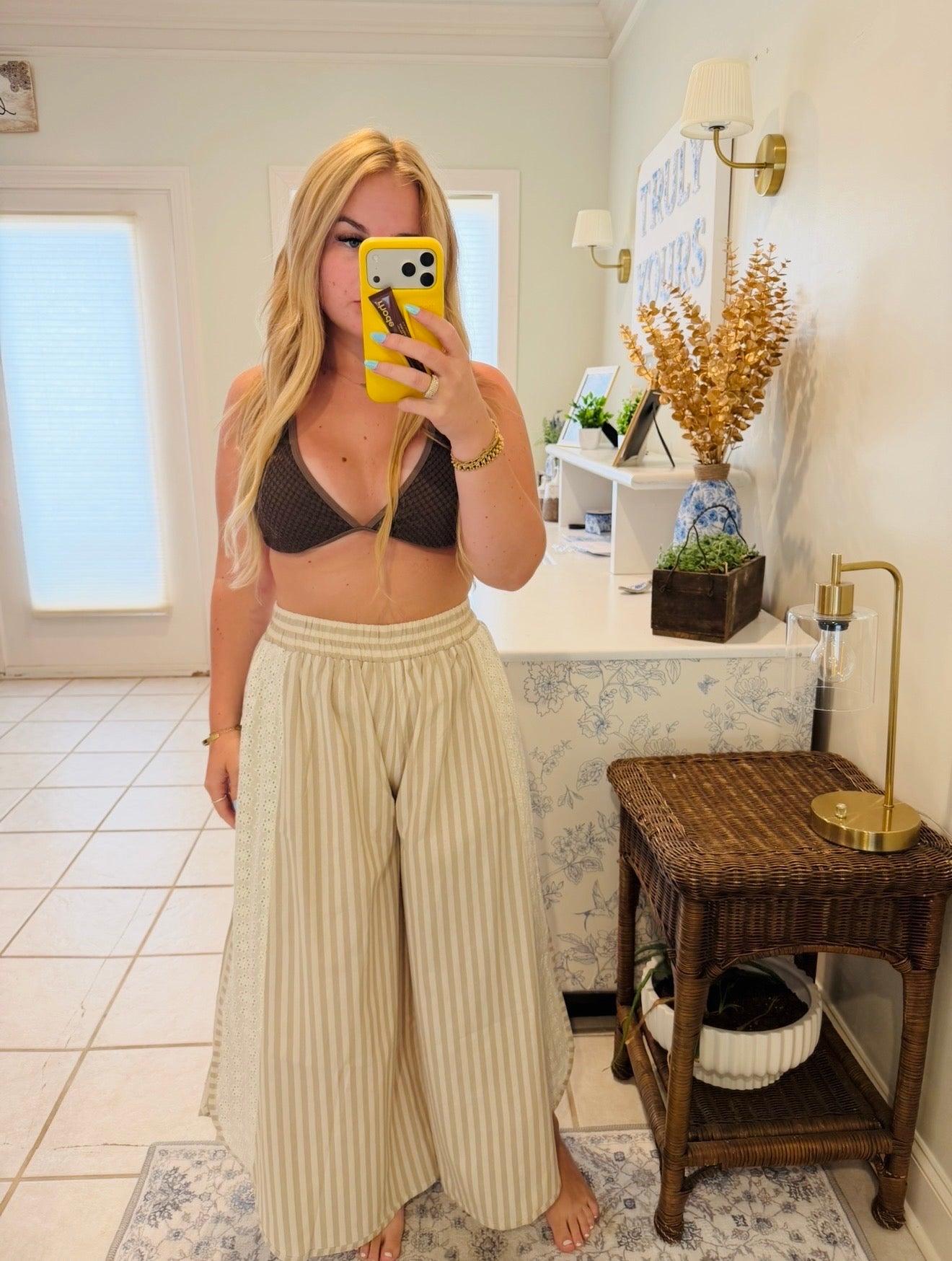 Boho Striped Eyelet Pants