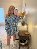 Denim Blue Bloom Embroidered Dress