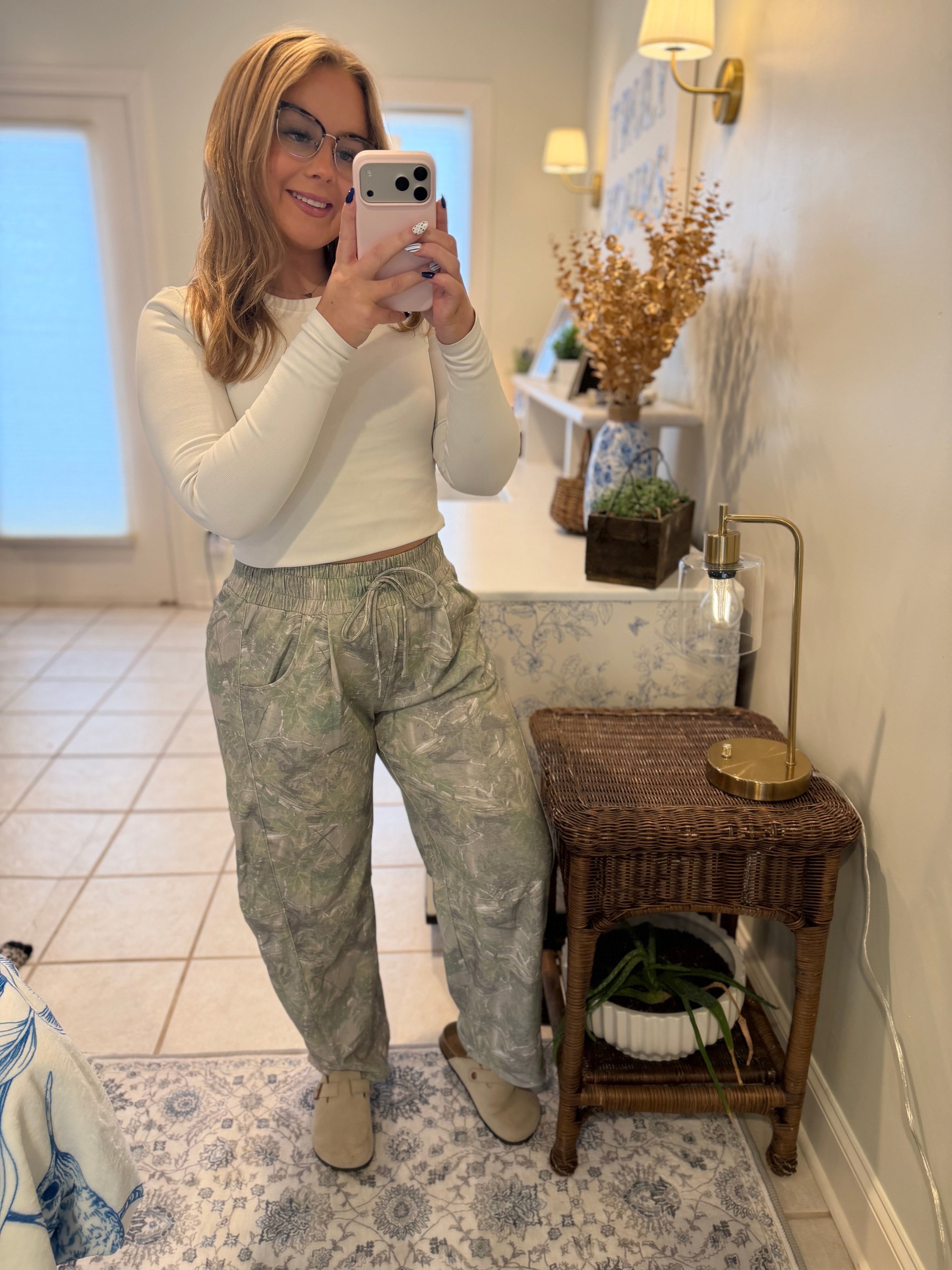 Camo Casual Knit Barrel Pants🤍