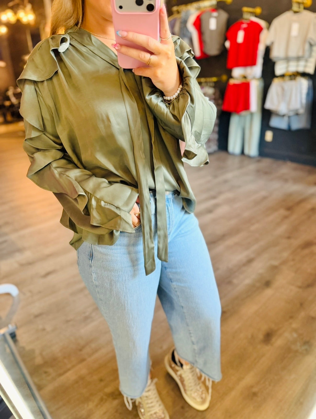 Olive You Satin Blouse