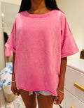 Candy Pink Washed Relaxed Top