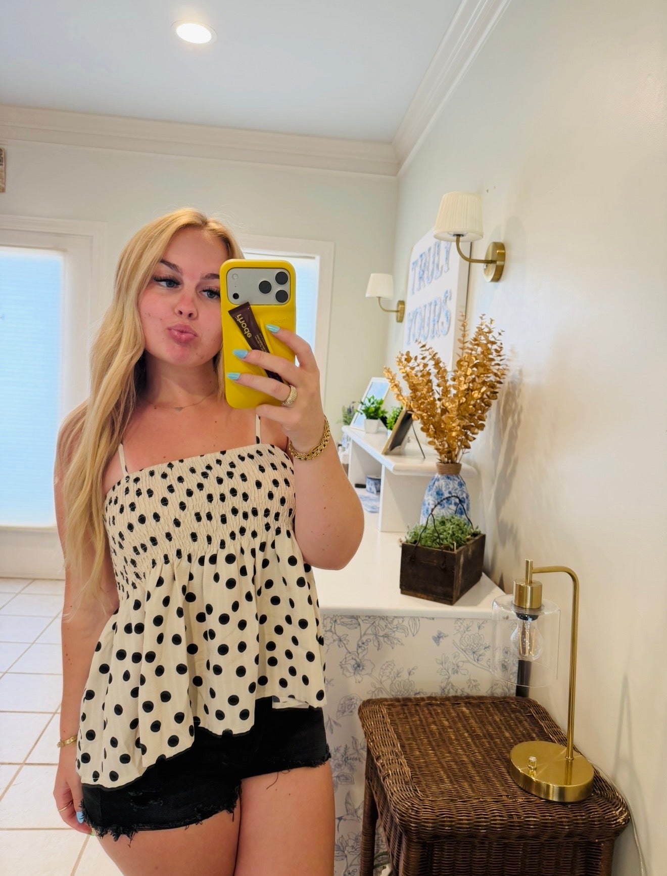 Polka Dot Peplum Top