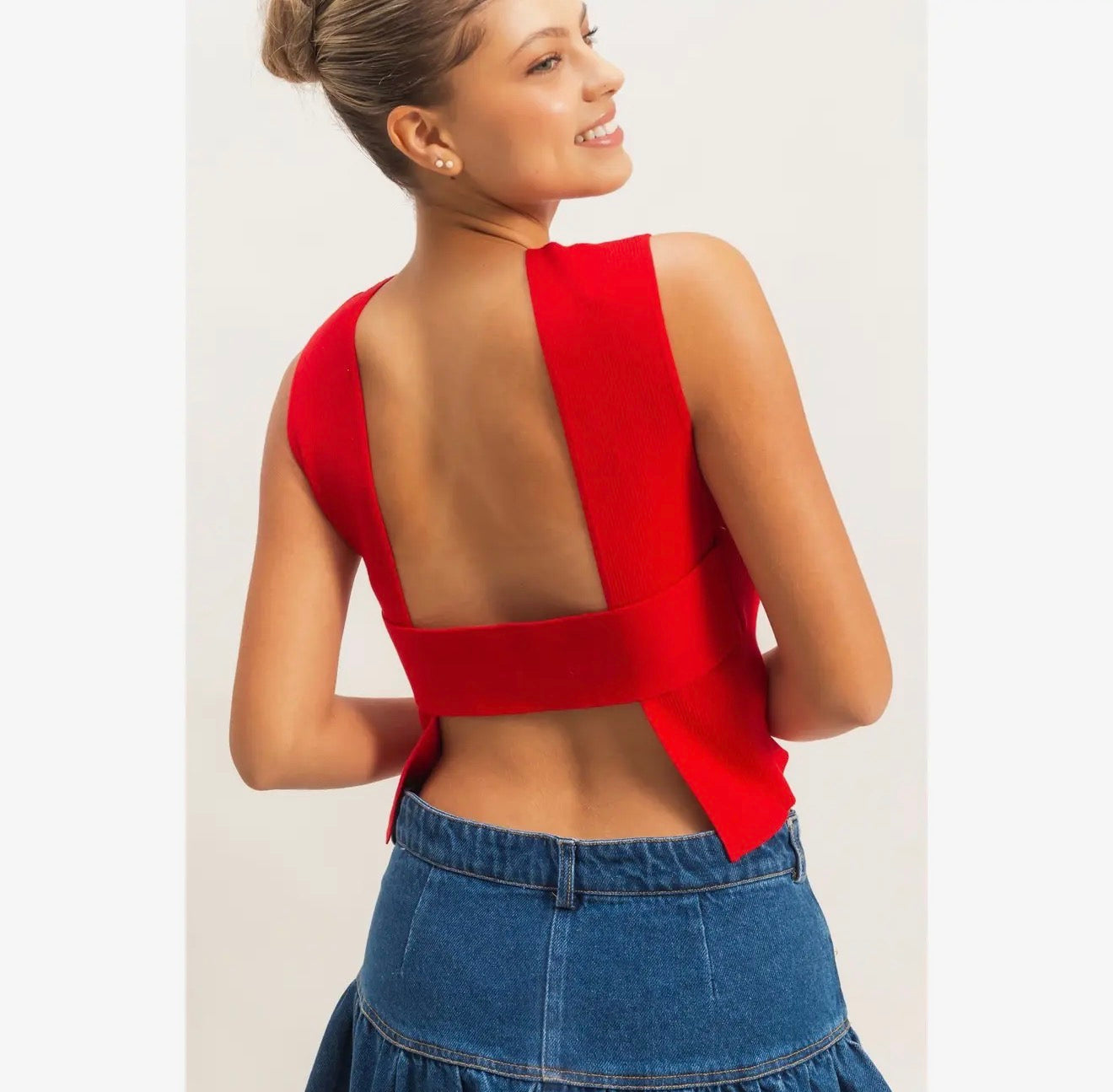 Red Backless Nights Top