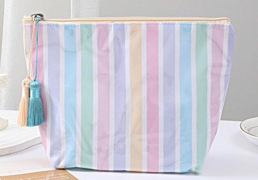 Striped Waterproof Bag with Tassels