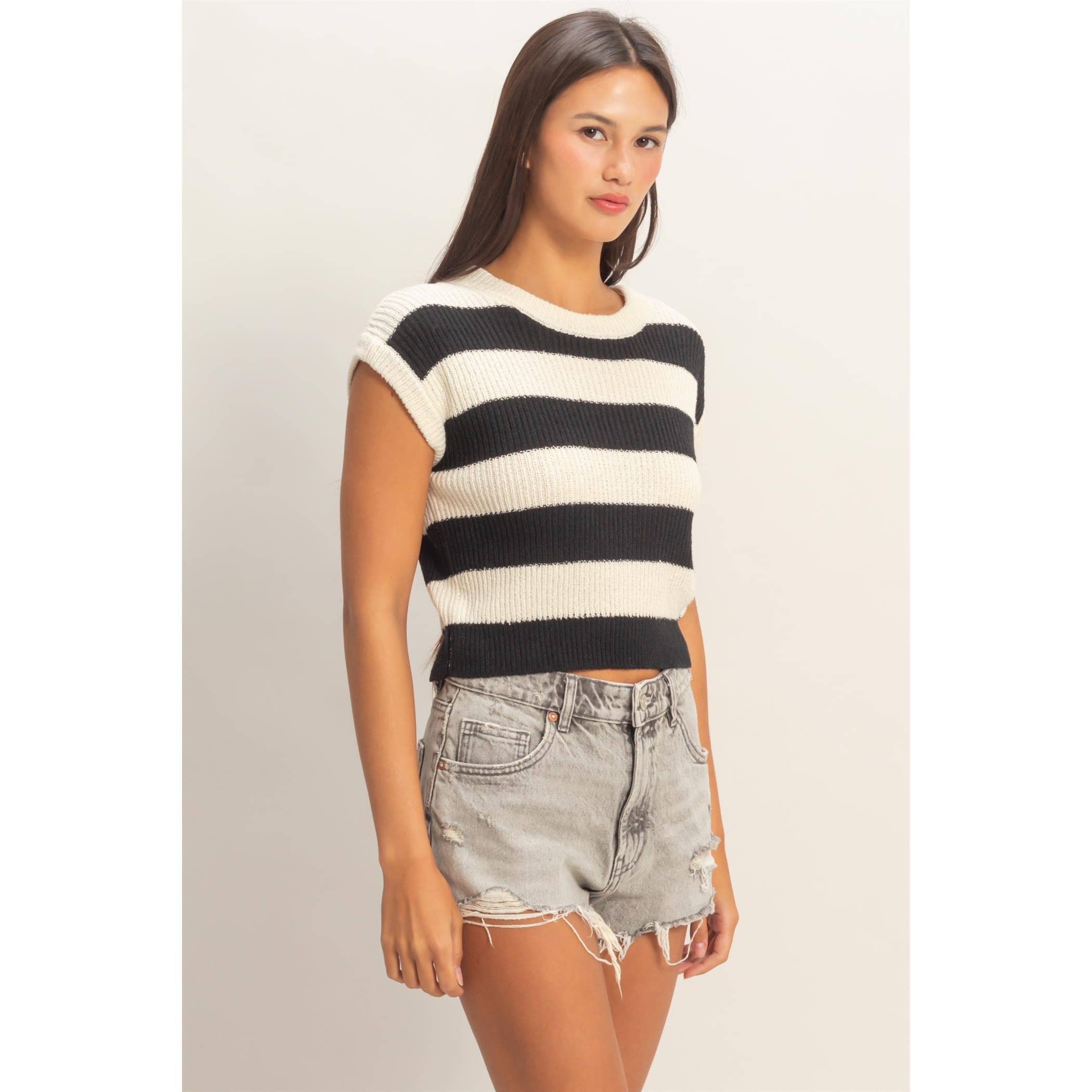 Striped Ribbed Knit Top